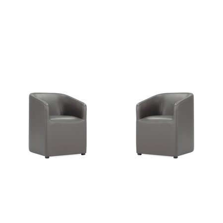 MANHATTAN COMFORT Anna Round Faux Leather Dining Chair in Pewter - Set of 2 2-DC059AR-PE
